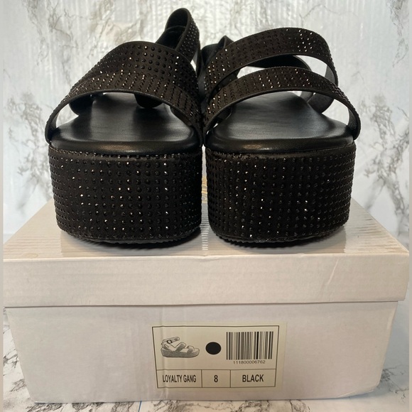 Mata Shoes Black Rhinestone Platform Sandel Size 8.5 - Picture 7 of 9
